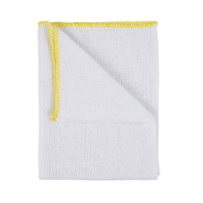 Bleached Dishcloth - Yellow Trim (Pack of 10)