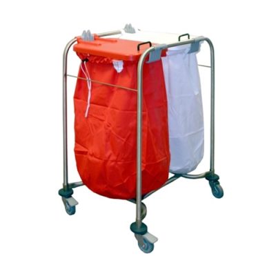 Medi-Cart Soiled Linen Collection & Distribution Trolley - Double (1 white, 1 red lid)